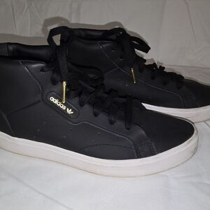 Adidas Women's Black Leather Sneakers